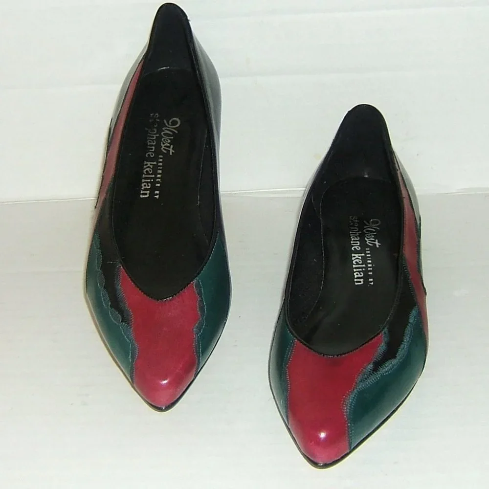Vintage Stephane Kelian Paris Color Block Leather Slippers Size 7 - Picture 1 of 7
